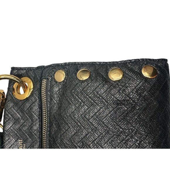 Hammitt Tony Small Black Chevron Leather Crossbody Bag Polished Gold - Picture 6 of 15